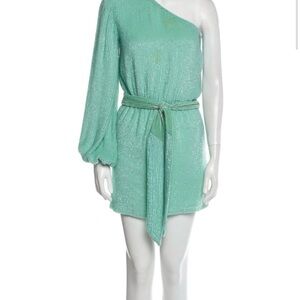 Retrofete One-Shoulder Green Dress